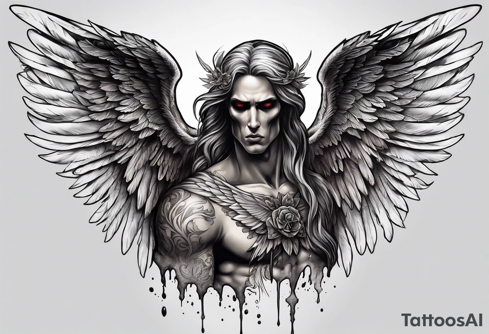 portrait of the biblical angel of death tattoo idea