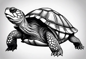 outline of a badass turtle with a spiked shell tattoo idea