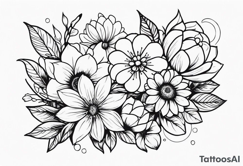 ornaments of flowers tattoo idea