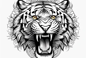 tiger smiling leaping tattoo idea