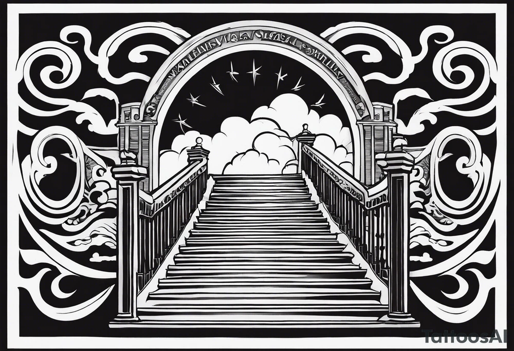 Valhalla stairs clouds tattoo idea