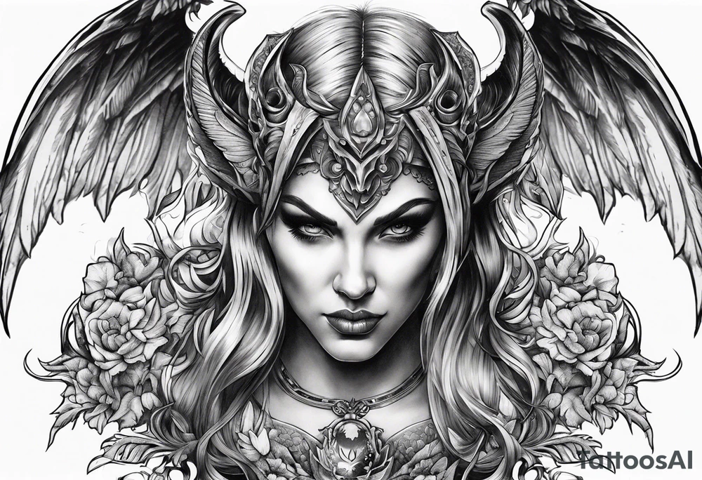 Devil with angel wings aggressive tattoo idea