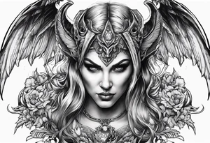 Devil with angel wings aggressive tattoo idea
