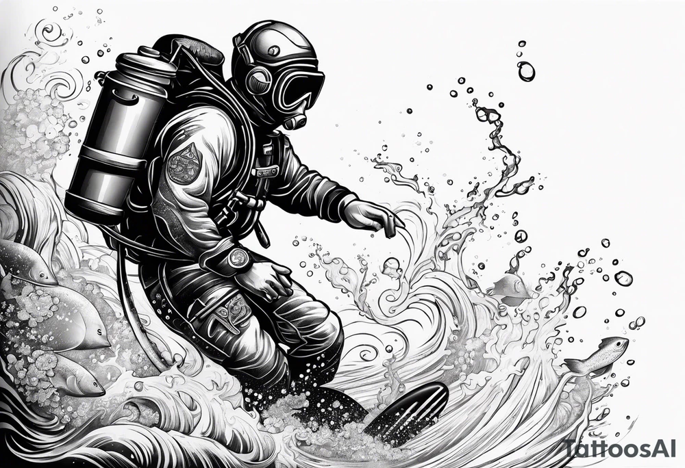 Hebrew scuba diver tattoo idea