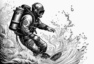 Hebrew scuba diver tattoo idea