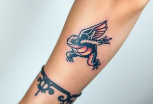 Flying ninja monkey turtle with color tattoo idea