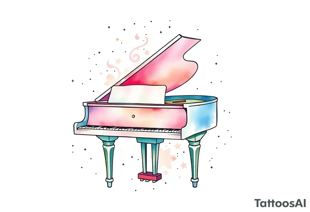 dreamy grand piano under the stars tattoo idea