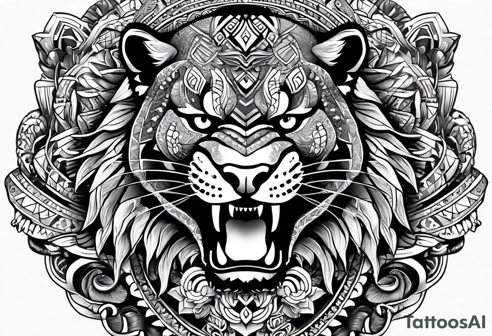 aztec black jaguar with snake tattoo idea