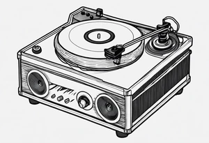 A recordplayer fineline minimalistic in one line 2D tattoo idea