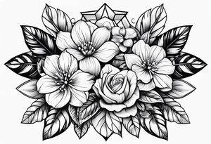 Big diamonds and flowers tattoo idea