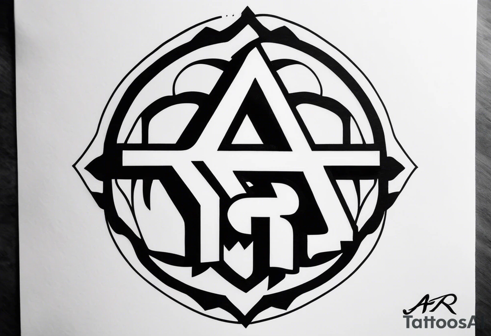 the letters A R in the middle of a ninja headband tattoo idea