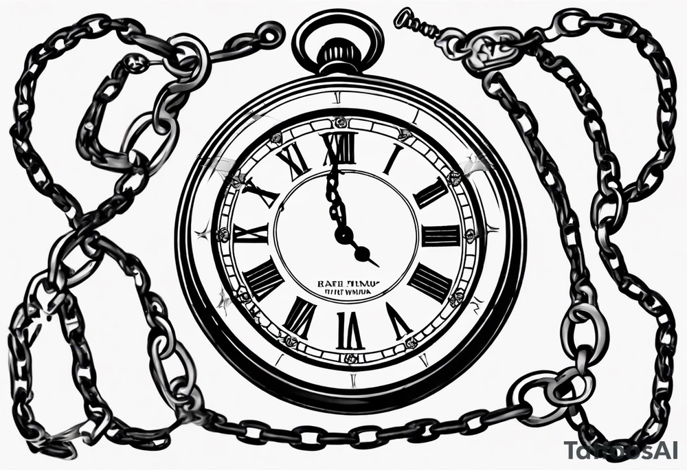 Pocket watch with chain, Roman numerals, date in Roman numerals inside timepiece, classic, elegant, traditional tattoo idea Pocket watch with chain, Roman numerals, date in Roman numerals inside timepiece, classic, elegant, traditional tattoo idea