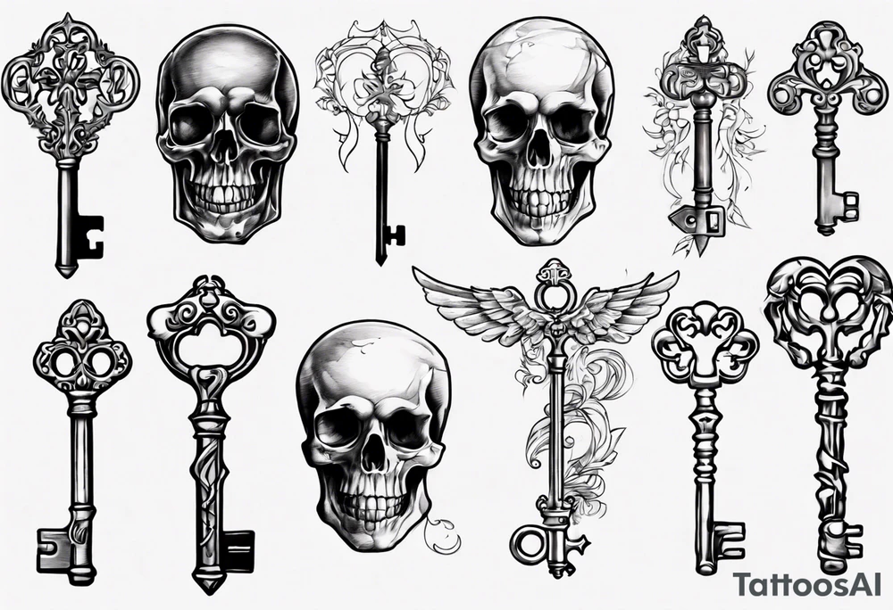 Skeleton key with name tattoo idea