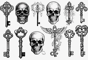 Skeleton key with name tattoo idea