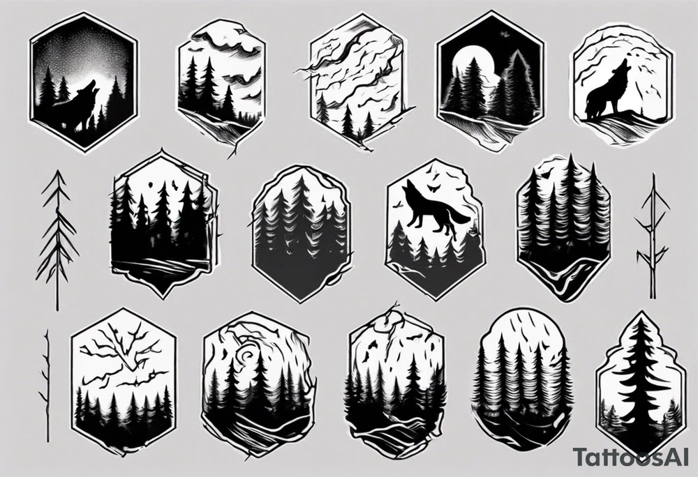 thunderstorm over a forest and a wolf howling tattoo idea thunderstorm over a forest and a wolf howling tattoo idea