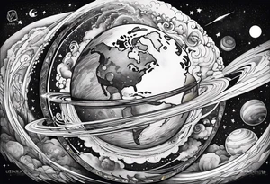 The Earth spinning in space tattoo idea