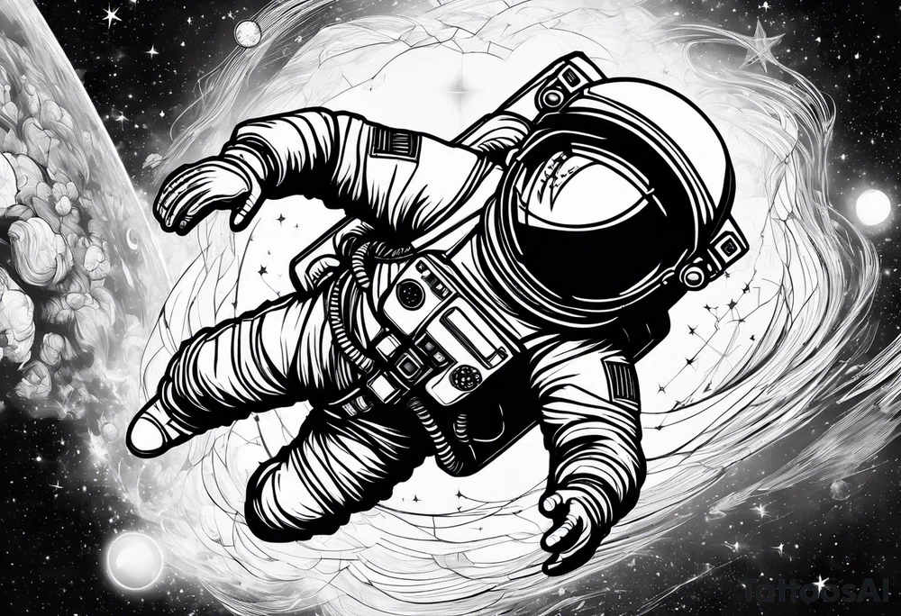 astronaut floating in space tattoo idea
