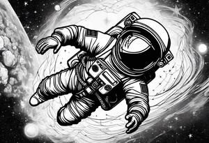 astronaut floating in space tattoo idea