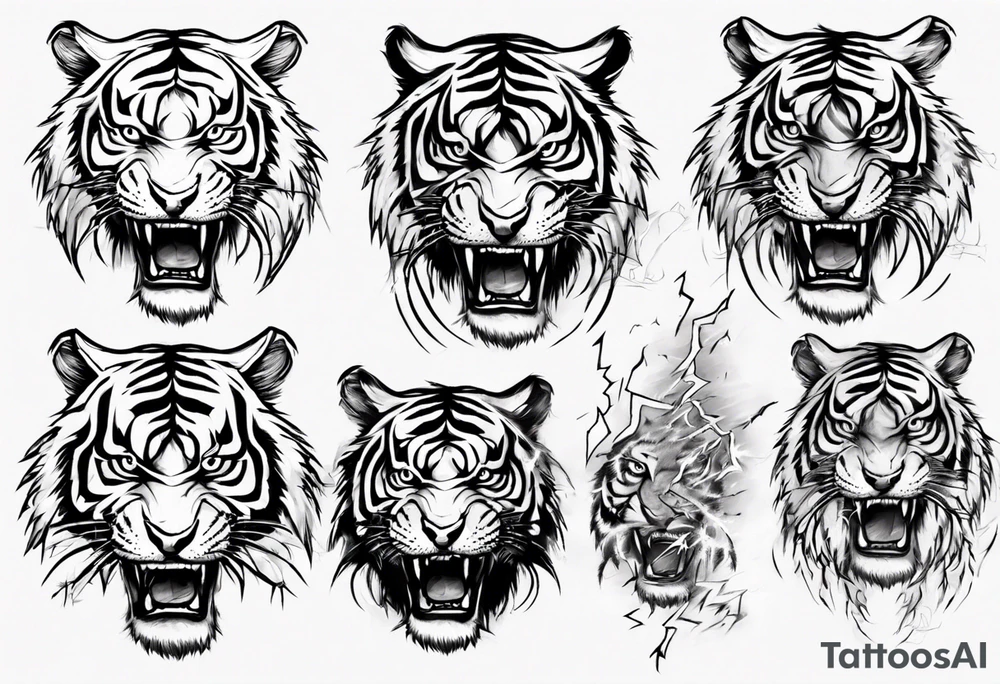 mythical ferocious tiger with lightning around it tattoo idea mythical ferocious tiger with lightning around it tattoo idea