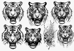 mythical ferocious tiger with lightning around it tattoo idea