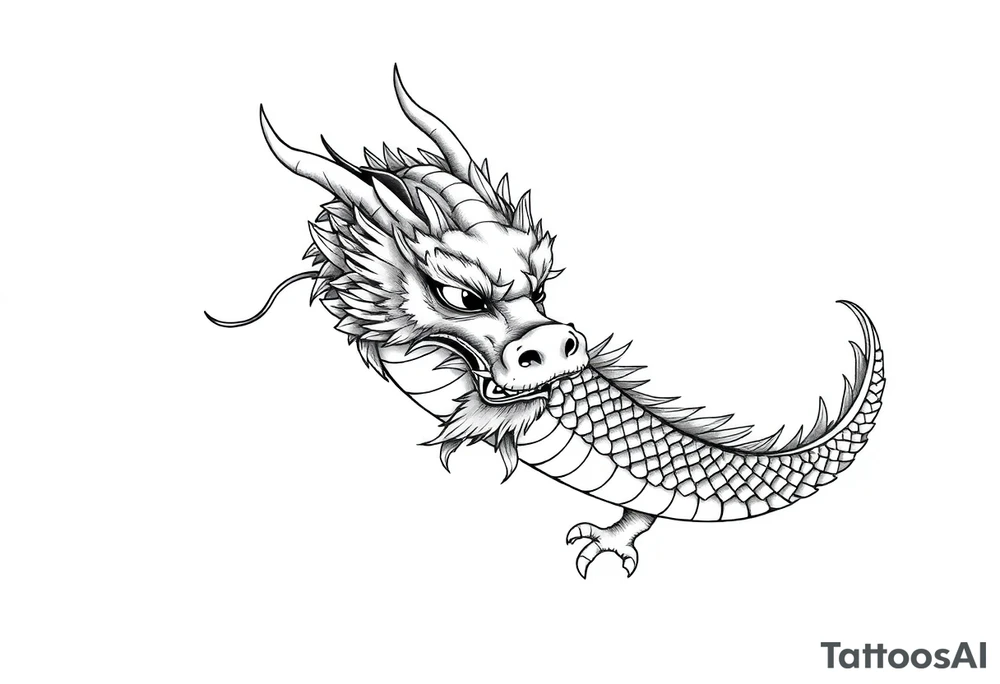Beautiful asian dragon with a soft face tattoo idea
