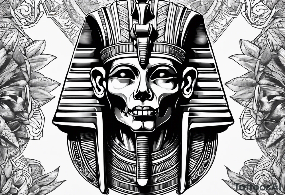 pharaoh skull realistic tattoo idea