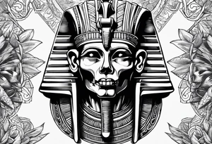 pharaoh skull realistic tattoo idea