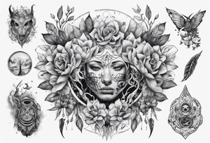 full stomach tattoo illimunati in the middle 
Nature tattoo idea
