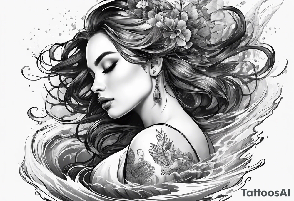 full body
girl floating in water comfortably
from an aerial view tattoo idea