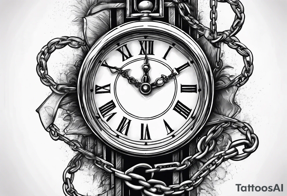 Clock with chain wrapped around it almost crushing it tattoo idea