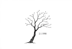 easy windy tree with date 02.18.1998 tattoo idea