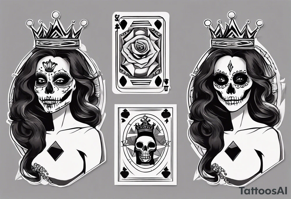santa la muerta with money and crown
on the card tattoo idea