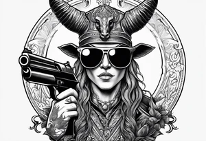 capricorn with sunglasses and a gun tattoo idea
