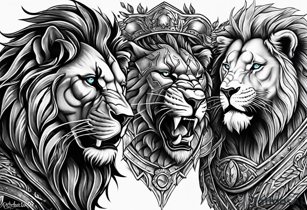 Spartan Warrior 300 and roaring Lion with dead bodies tattoo idea Spartan Warrior 300 and roaring Lion with dead bodies tattoo idea