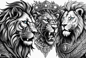 Spartan Warrior 300 and roaring Lion with dead bodies tattoo idea