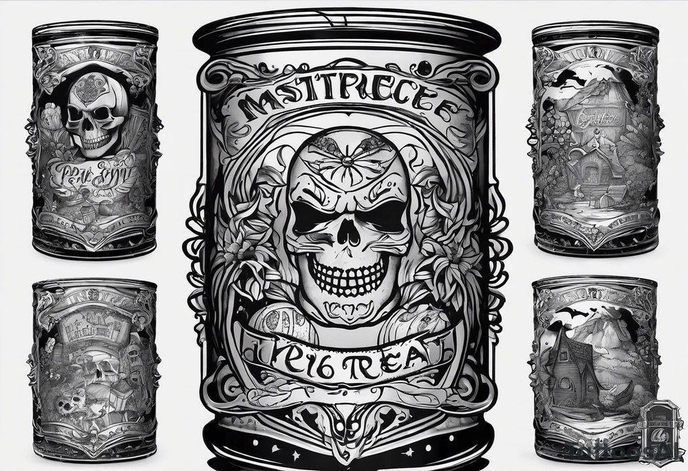 Trick or treat, 20 oz tumbler banner design, candy, minimalist, potions tattoo idea