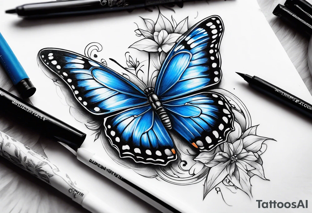Blue butterfly tattoo idea