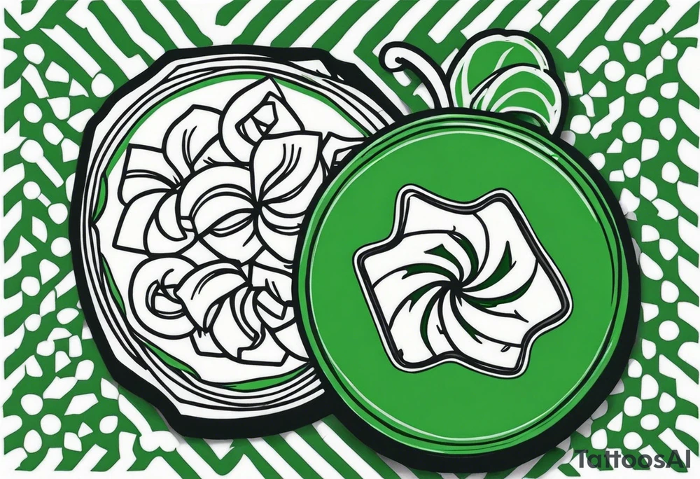 a small green and white candy in a wrapper tattoo idea