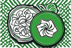 a small green and white candy in a wrapper tattoo idea