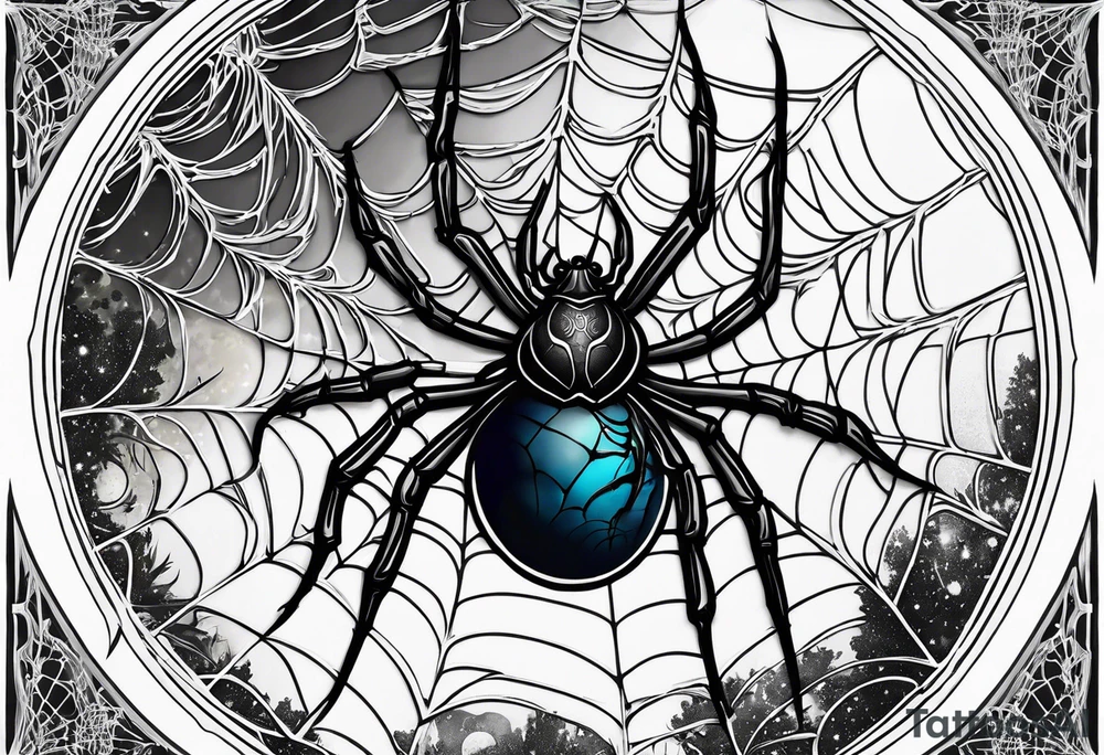 spider shooting web hangin down moon tattoo idea