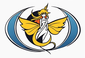 A fairy with a tail that is the fairy in the Fairy Tail anime guild logo tattoo idea