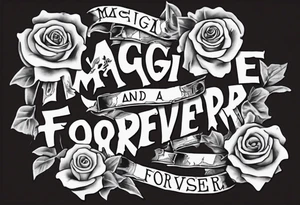 The words Maggie and Lucas and Love and Forever in a crossword puzzle tattoo idea