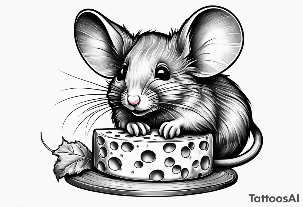 portrait of a mouse and cheese tattoo idea