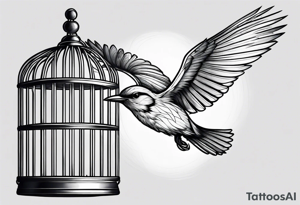 Bird flying out of cage tattoo idea