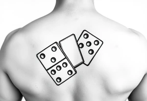Three domino tiles falling onto each other, showing the pips 8, 7, and 6. tattoo idea