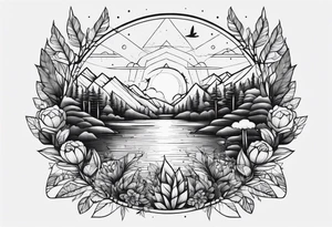 shoulder tattoo with nature and adrenaline activities tattoo idea