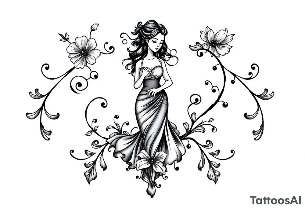 the date October 22, 2024. the name ‘Lady’. With salsa music elements. tattoo idea