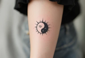 sunface (sunsign in aquarius) & moonface (moonsign in pisces) astrology / yang and yang / apple emojis inspired tattoo idea