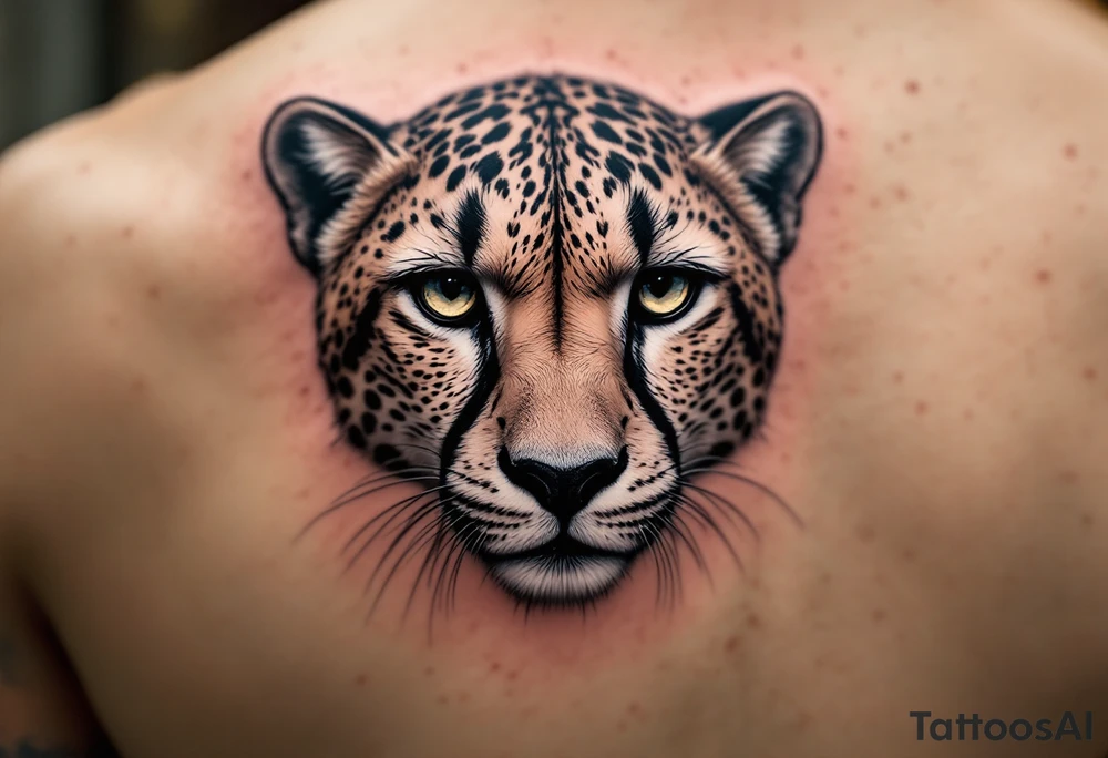 realistic cheetah with the number 62 tattoo idea