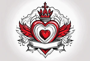 sacred heart vintage traditional tattoo simple sketch old school bold colors with banner tattoo idea